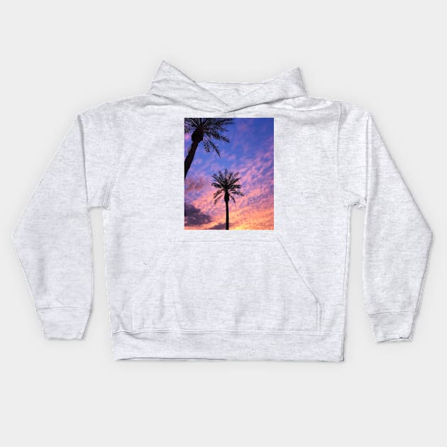 Sunset Palm Trees Kids Hoodie by NewburyBoutique